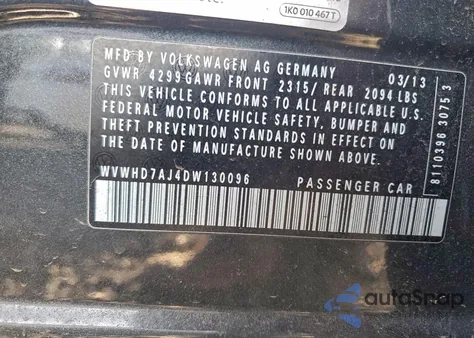 2013 Volkswagen Gti from USA, damaged, VIN WVWHD7AJ4DW130096